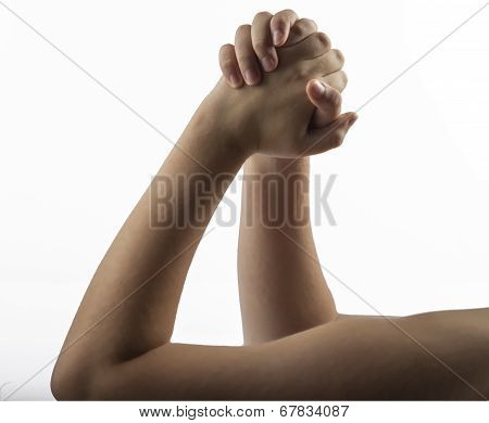 Young Hand Make Embracing Hands Gesture