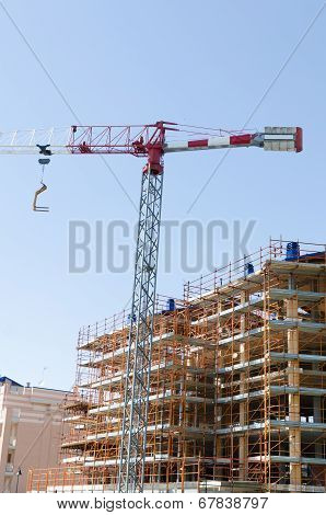 House Exterior In Construction And Crane