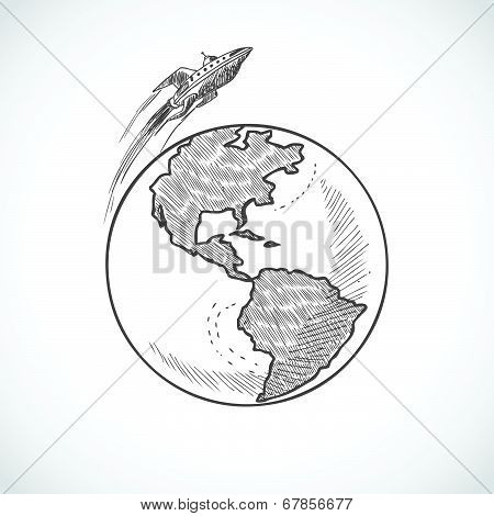 Aircraft icons globe