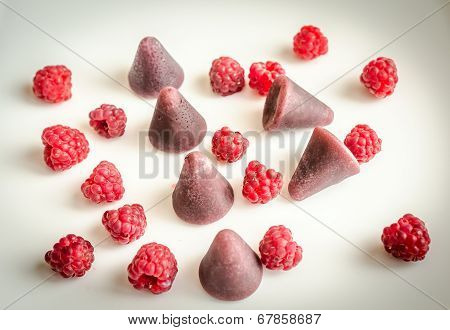 Cuberdons With Fresh Raspberries