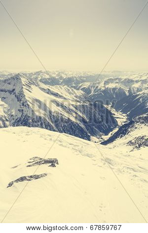 Alpine Valley Surrounded With Mountains
