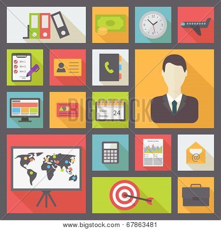 Business and office vector icons set