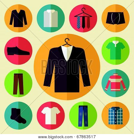 Man clothing vector icons set