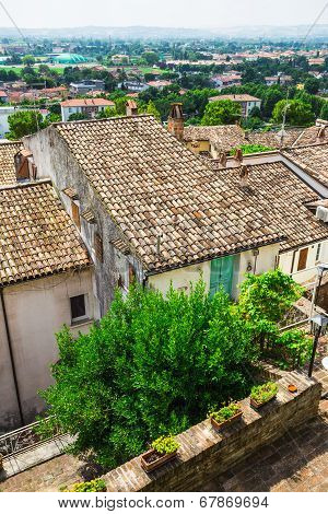 Andscape With Roofs Of Houses In Small Tuscan Town In Province