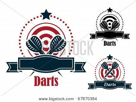 Darts sports emblems with banners