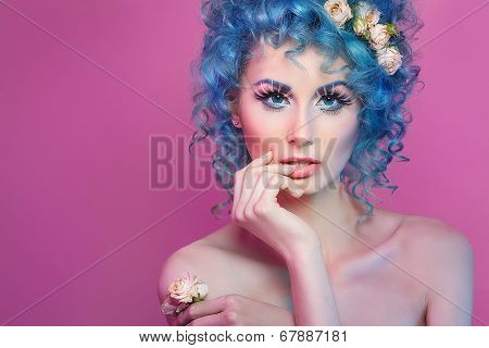 girl with blue hair