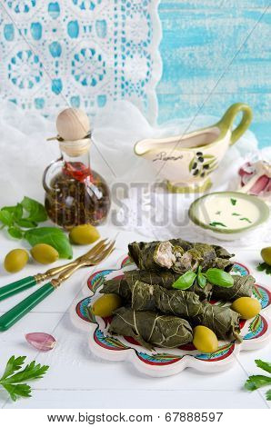 Dolma on turkish plates