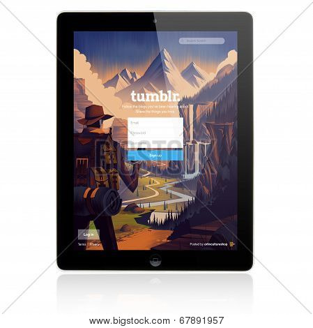Tumblr Login page on Apple iPad screen