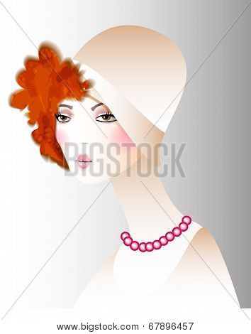 Retro girl in a hat fashion