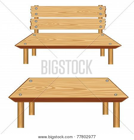 Table and bench from tree
