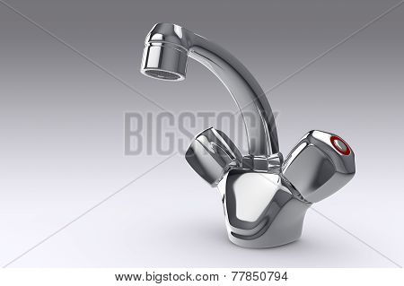 water faucet on grey background