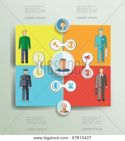 Infographic people of different professions. Flat design illustration
