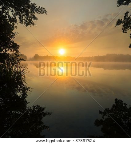 Lake Sunrise In Summer