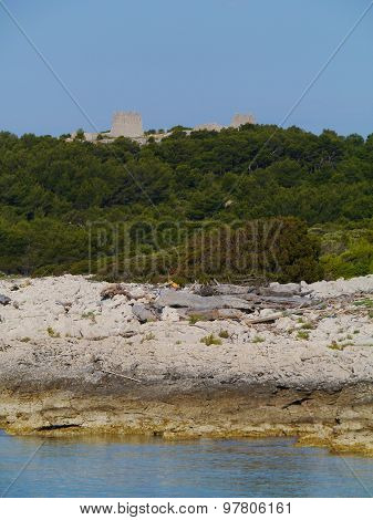 The zirje castle in the Mediterranean