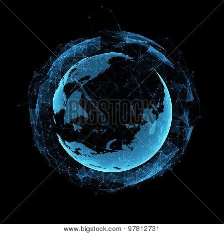 business, new technology and virtual sphere globe