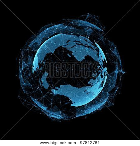 business, new technology and virtual sphere globe