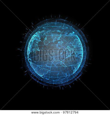 business, new technology and virtual sphere globe