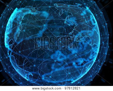 business, new technology and virtual sphere globe