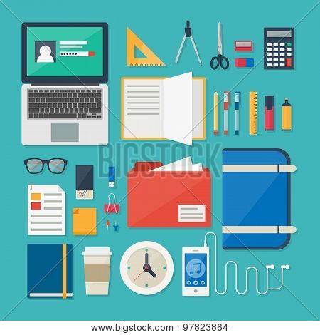Flat Design Modern Vector Illustration Concept For Web, Management, Design, Finance And Education