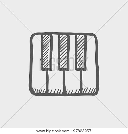 Piano keys sketch icon for web and mobile. Hand drawn vector dark grey icon on light grey background.