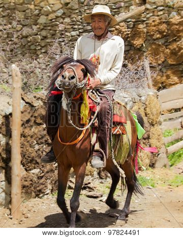 Tibetan Man on Horse