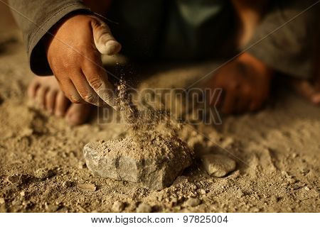 alone sad child on a street