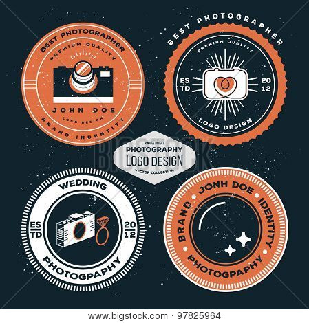 PPhotography badges and labels. Vector hipster collection of photography logo templates.