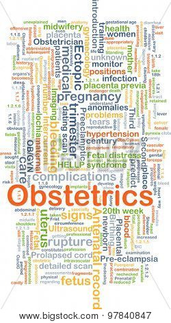 Background concept wordcloud illustration of obstetrics