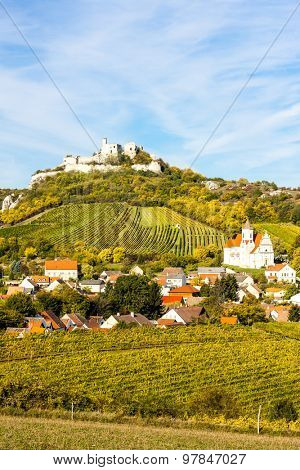 ruins of Falkenstein Castle in autumn, Lower Austria, Austria