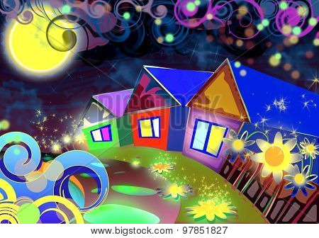 the lunar landscape of the village night light lantern