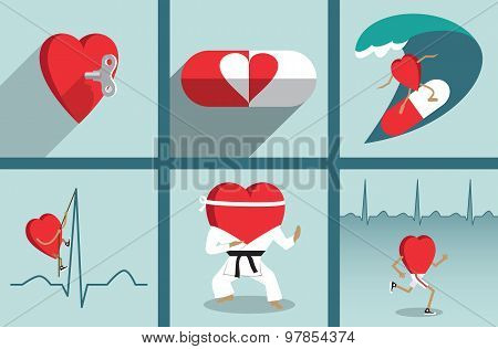 Heart health care motivation vector.
