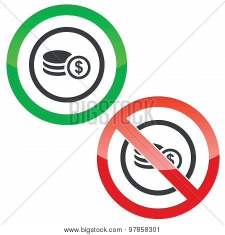 Dollar rouleau permission signs