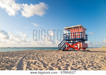 Lifeguard Tower In South Beach, Miami Beach, Florida