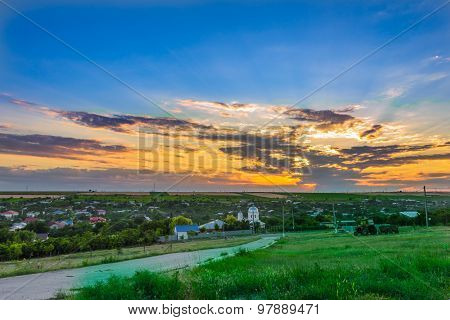 Sunset Over Village