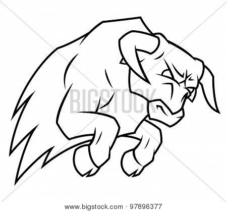 Angry bull attacking