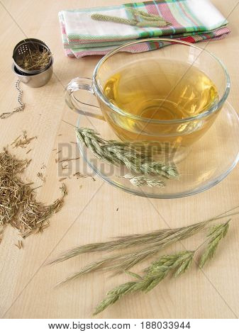 Cup of herbal tea for natural healing, hayflower tea