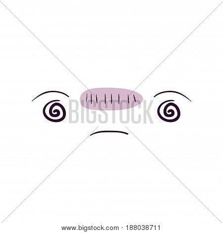 colorful facial expression bored kawaii vector illustration