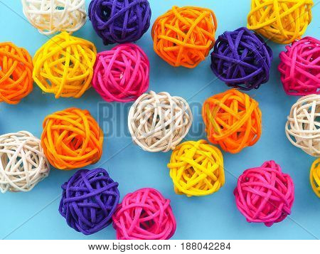 a lot of colored balls for a florist as a backdrop the substrate