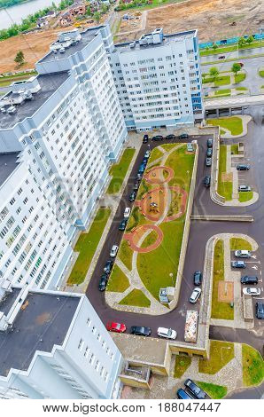 Minsk Streets From A Bird's-eye View. Flight Of A Quadrupter.