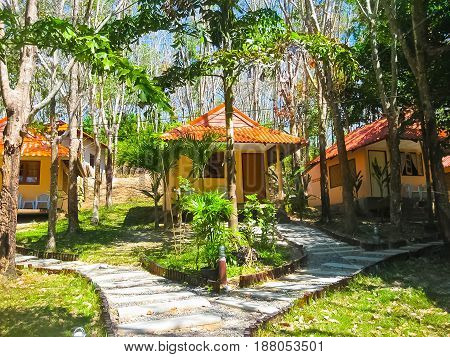 Ko Mook Island, Thailand - February 03, 2010: Resort at tropical beach in Ko Mook island, Thailand