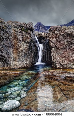 Early morning in Fairy Pools Glen Brittle Isle of Skye Inner Hebrides Highlands Scotland