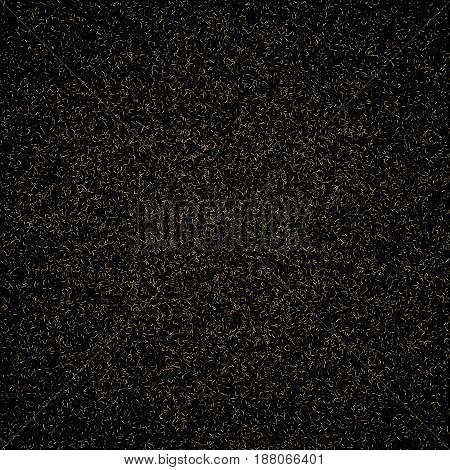 Abstract background, optical illusion of gradient effect. Stipple effect. Mosaic abstract composition. Rhythmic yellow tiles. Decorative shapes. Golden particles. Grain texture