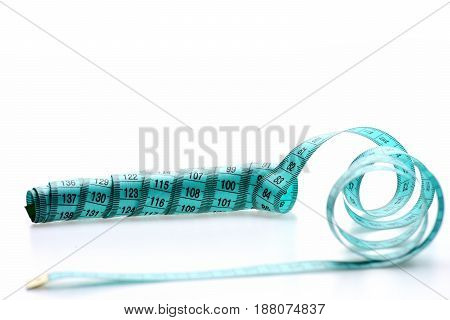 Roll Of Cyan Measuring Tape With Black Numbers