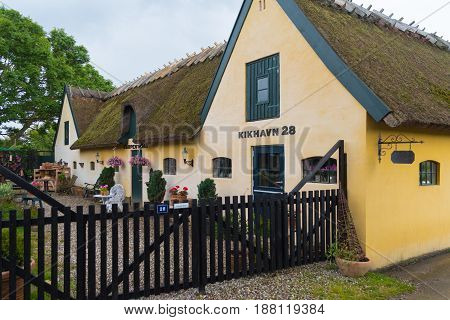 KIKHAVN DENMARK - AUGUST 4 2016: Typical danish house in the old fishermen's village of Kikhavn