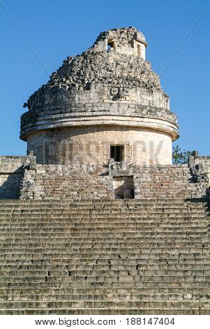 Mayan Observatory Ruin At Chichen Itza
