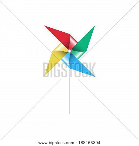 Paper windmill vector illustration isolated on white bachground