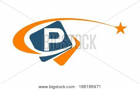 This image describe about Star Media Swoosh Letter P