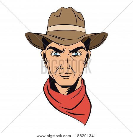 cowboy man cartoon character, modern western cattle hurdlers in traditional cowboy outfit. vector illustration