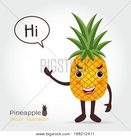 Pineapple vector icon cartoon style isolated on white background. Pineapple fruit food vector flat style