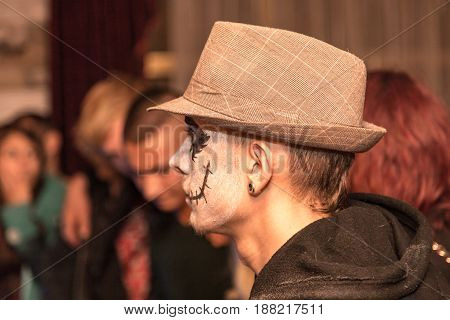 Shymkent, KAZAKHSTAN - OCTOBER 31 , 2015: People in makeup on Halloween holiday October 31, 2015 in Shymkent